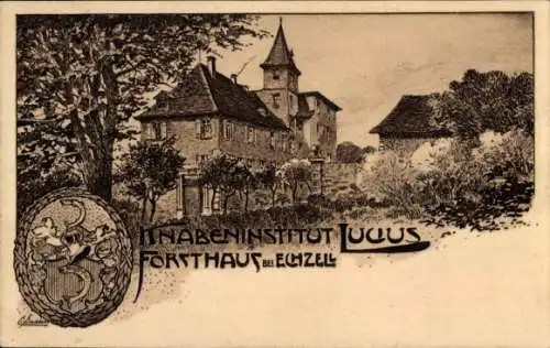 Wapppen Künstler Ak Forsthaus Echzell im Wetteraukreis Hessen, Knabeninstitut Lucius