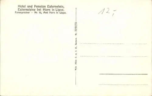 Ak Horn Bad Meinberg im Teutoburger Wald Westfalen, Hotel und Pension Externstein