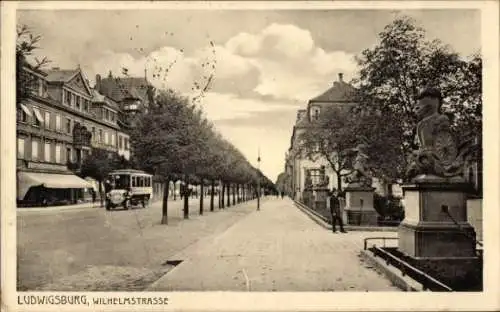 Ak Ludwigsburg in Württemberg, Wilhelmstraße, Autobus