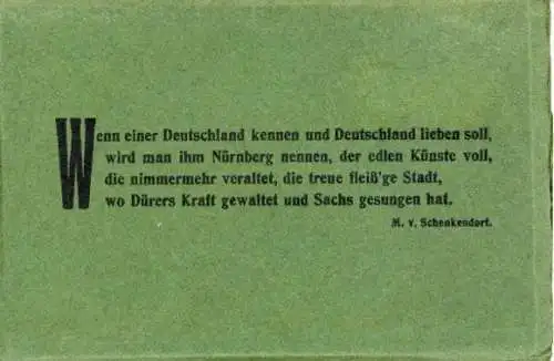 12 zusammenhängende AK von Nürnberg, Zitat von Max von Schenkendorf