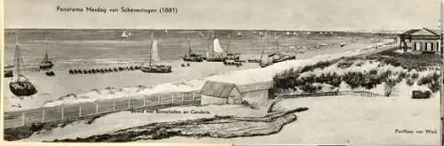 1 Ak im Umschlag, Panorama Mesdag Scheveningen in 1881, Den Haag Südholland