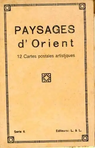 12 künstlerische Postkarten im Umschlag , Orientalische Landschaften, Serie 6.  Herausgeber: L. & L.