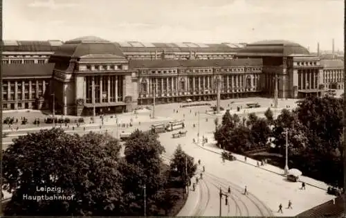 Ak Leipzig Sachsen, Hauptbahnhof, Straßenbahn