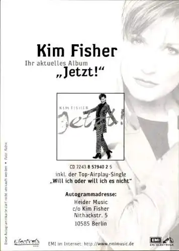 Ak Sängerin Kim Fisher, Portrait, Autogramm