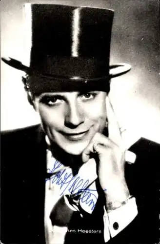 Ak Schauspieler und Sänger Johannes Heesters, Portrait mit Zylinder, Autogramm