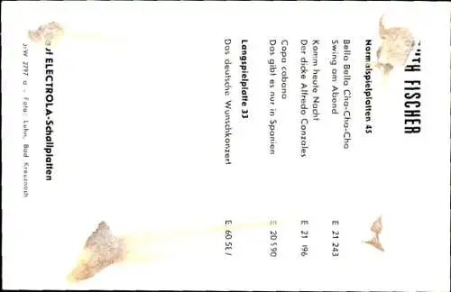 Ak Sängerin Ruth Fischer, Portrait, Autogramm