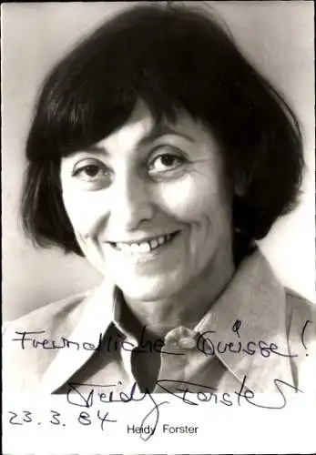 Ak Schauspielerin Heidy Forster, Portrait, Autogramm