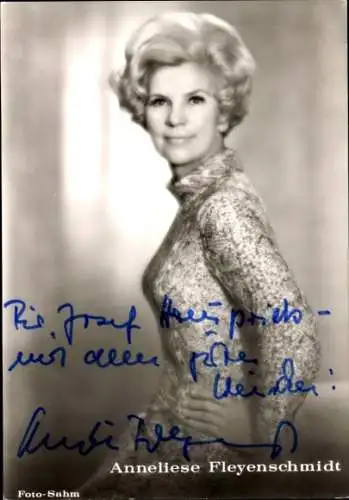Ak Schauspielerin Anneliese Fleyenschmidt, Portrait, Autogramm