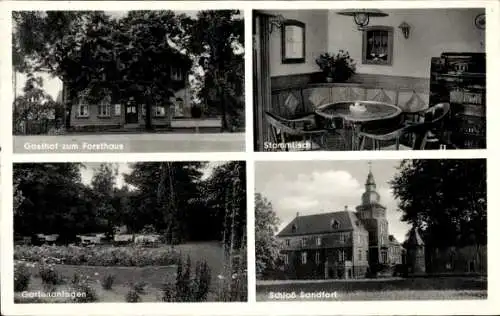 Ak Lüdinghausen Münsterland, Schloss Sandfort, Gasthaus zum Forsthaus, Garten, Stammtisch