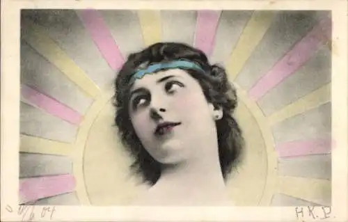 Jugendstil Ak Junge Frau, Portrait