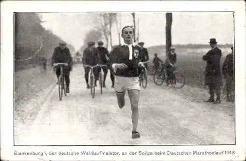 Ak Berlin Weißensee Blankenburg, Deutscher Waldlaufmeister 1913, Dt. Marathonlauf