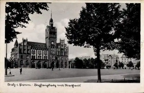 Ak Słupsk Stolp Pommern, Ortschaft mit Stephanplatz, Rathaus