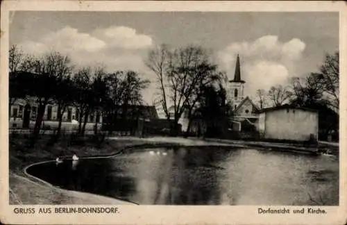 Ak Berlin Treptow Bohnsdorf, Dorfansicht mit Kirche