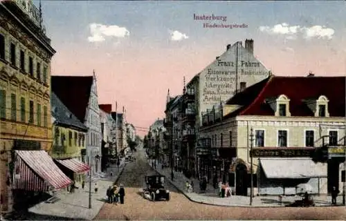 Ak Tschernjachowsk Insterburg Ostpreußen, Hindenburgstraße, Eisenwaren Franz Fahron