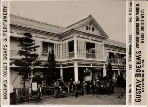 Foto Yokohama Japan, Haus No. 9, Reklame, Gustav Boehm's Toilet Soaps