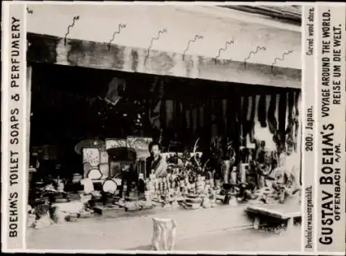 Foto Japan, Drechslerwarengeschäft, Gustav Boehm's Toilet Soaps