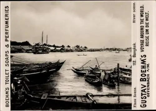 Foto Bangkok Thailand, Flusspartie, Reklame Gustav Boehm's Toilet Soaps