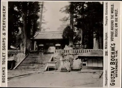 Foto Nikko Japan, Tempeltor, Reklame Gustav Boehm's Toilet Soaps