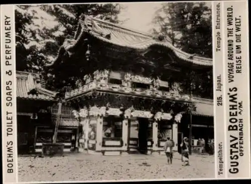 Foto Japan, Tempeltor, Reklame Gustav Boehm's Toilet Soaps