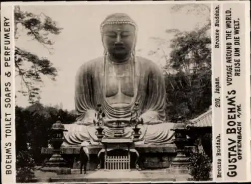 Foto Japan, Bronze Buddha, Reklame Gustav Boehm's Toilet Soaps