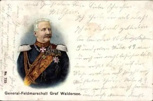 Litho Generalfeldmarschall Alfred Graf von Waldersee, Niederschlagung des Boxeraustands in China