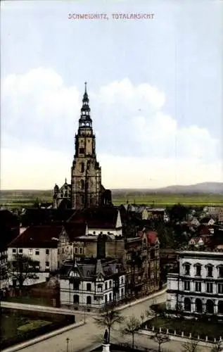 Ak Świdnica Schweidnitz Schlesien, Teilansicht, Kirche