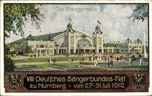 Künstler Ak Schmidt, Nürnberg in Mittelfranken Bayern, VIII Deutsches Sängerbundesfest 1912