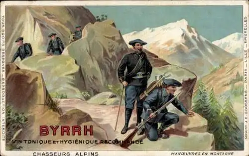 Ak Reklame, Byrrh, Vin Tonique, Chasseurs Alpins, Manoeuvres en Montagne