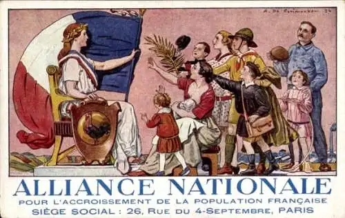 Künstler Ak Alliance Nationale, Accroissement de la Population Francaise