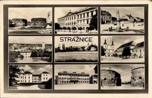 Ak Strážnice Strassnitz Südmähren, Teilansichten, Denkmal, Panorama