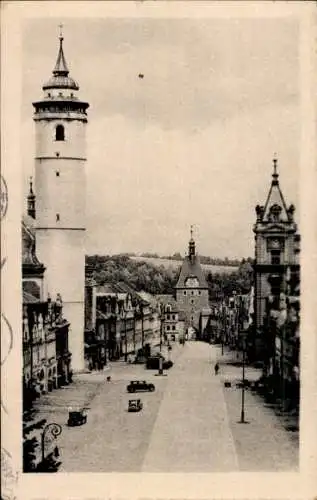 Ak Domažlice Taus Region Pilsen, Straßenpartie, Marktplatz