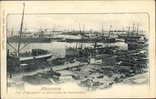 Ak Alexandria Ägypten, Hafen und Warenanlegestelle