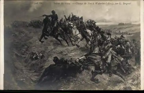 Künstler Ak Sergent, Charge de Ney a Waterloo 1815