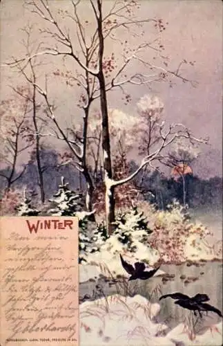 Künstler Ak Allegorie, Winter, Winterlandschaft