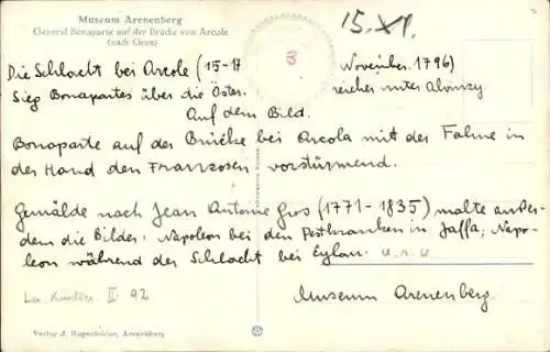 Künstler Ak Gros, General Bonaparte auf der Brücke Arcole