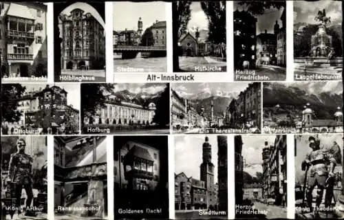 Ak Innsbruck Tirol, Hofburg, Stadtturm, Goldenes Dachl, Denkmäler, Hölblinghaus