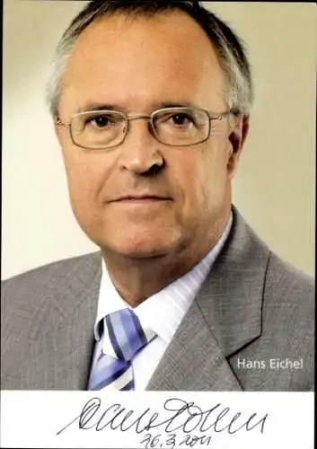 Ak Politiker Hans Eichel, Bundesminister der Finanzen, Autogramm