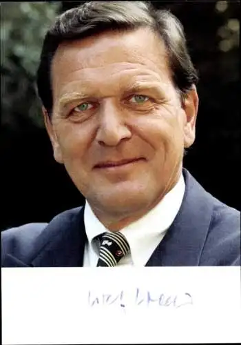 Ak Politiker Gerhard Schröder, Ehemaliger Bundeskanzler, Portrait, Autogramm