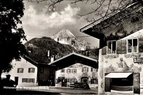 Ak Mittenwald in Oberbayern, Teilansicht, Wetterstein