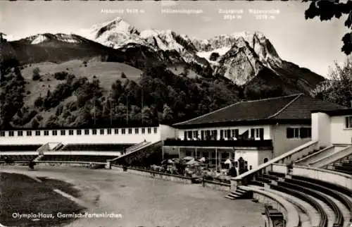 Ak Garmisch Partenkirchen in Oberbayern, Olympia-Haus, Alpspitze, Zugspitze, Waxensteine