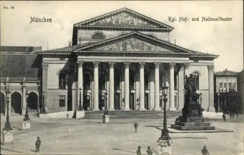 Ak München, Kgl. Hof- und Nationaltheater, Denkmal