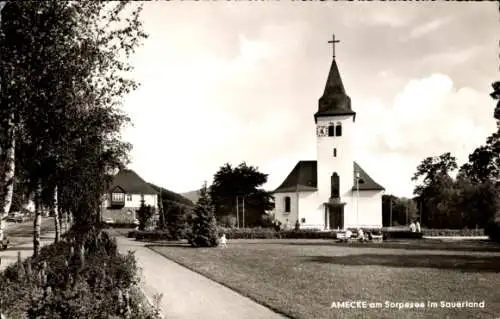 Ak Amecke Sundern im Sauerland, Sorpesee, Teilansicht, Kirche