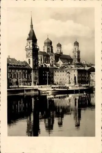 Ak Passau in Niederbayern, Rathausplatz mit Donaudampfer