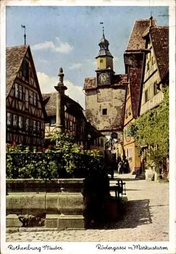 Ak Rothenburg ob der Tauber Mittelfranken, Rödergasse, Markusturm