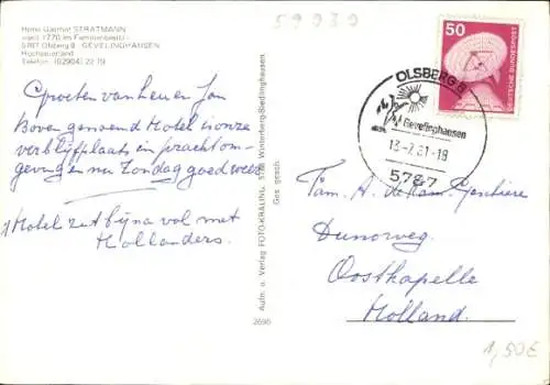 Ak Gevelinghausen Olsberg im Sauerland, Hotel Stratmann, Außenansicht, Speiseraum
