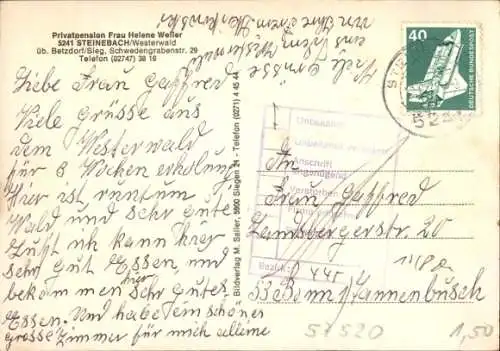 Ak Steinebach im Westerwald, Privatpension Frau Helene Weller, Panorama