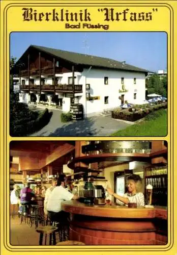 Ak Bad Füssing in Niederbayern, Bierklinik Urfass, Außenansicht, Bar