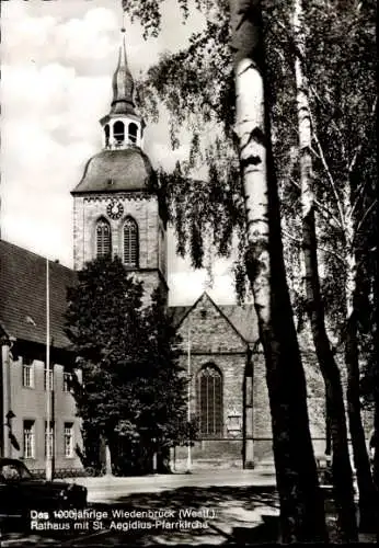 Ak Wiedenbrück in Westfalen, Rathaus, St. Aegidius-Pfarrkirche