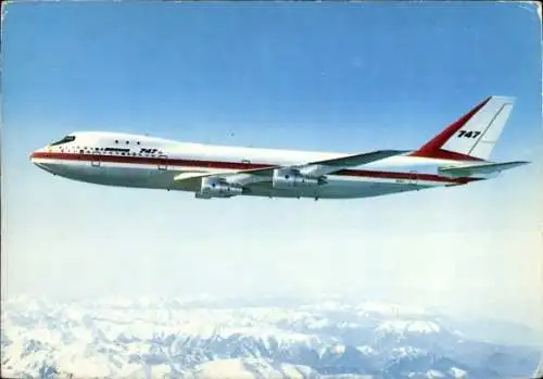 Ak Passagierflugzeug Boeing 747, Gebirge