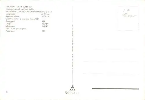 Ak Passagierflugzeug Douglas DC-8 Super 62